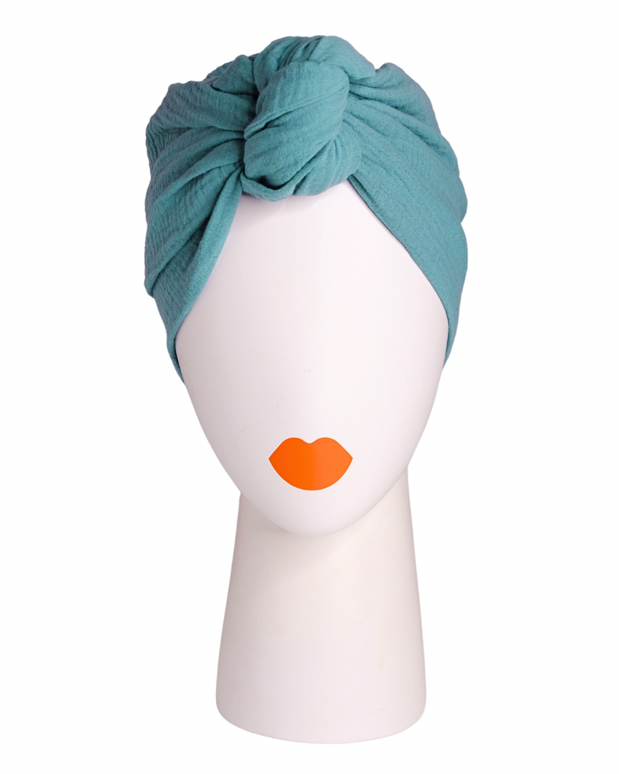 Turban Mütze LOLA, Musselin aqua