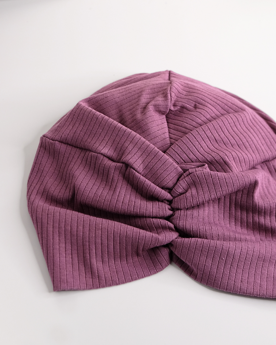 Turban Mütze KNOT, Rippen-Jersey plum