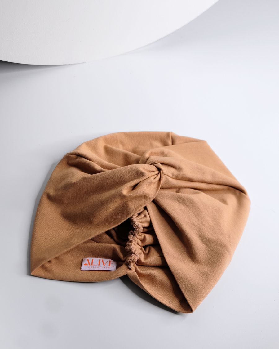 Turban Mütze KNOT, Jersey camel